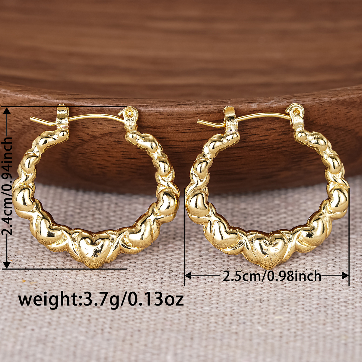 Three-dimensional Geometric Earrings For Women In Copper With KC Golden Water Plating And 0.03µm Thickness 2