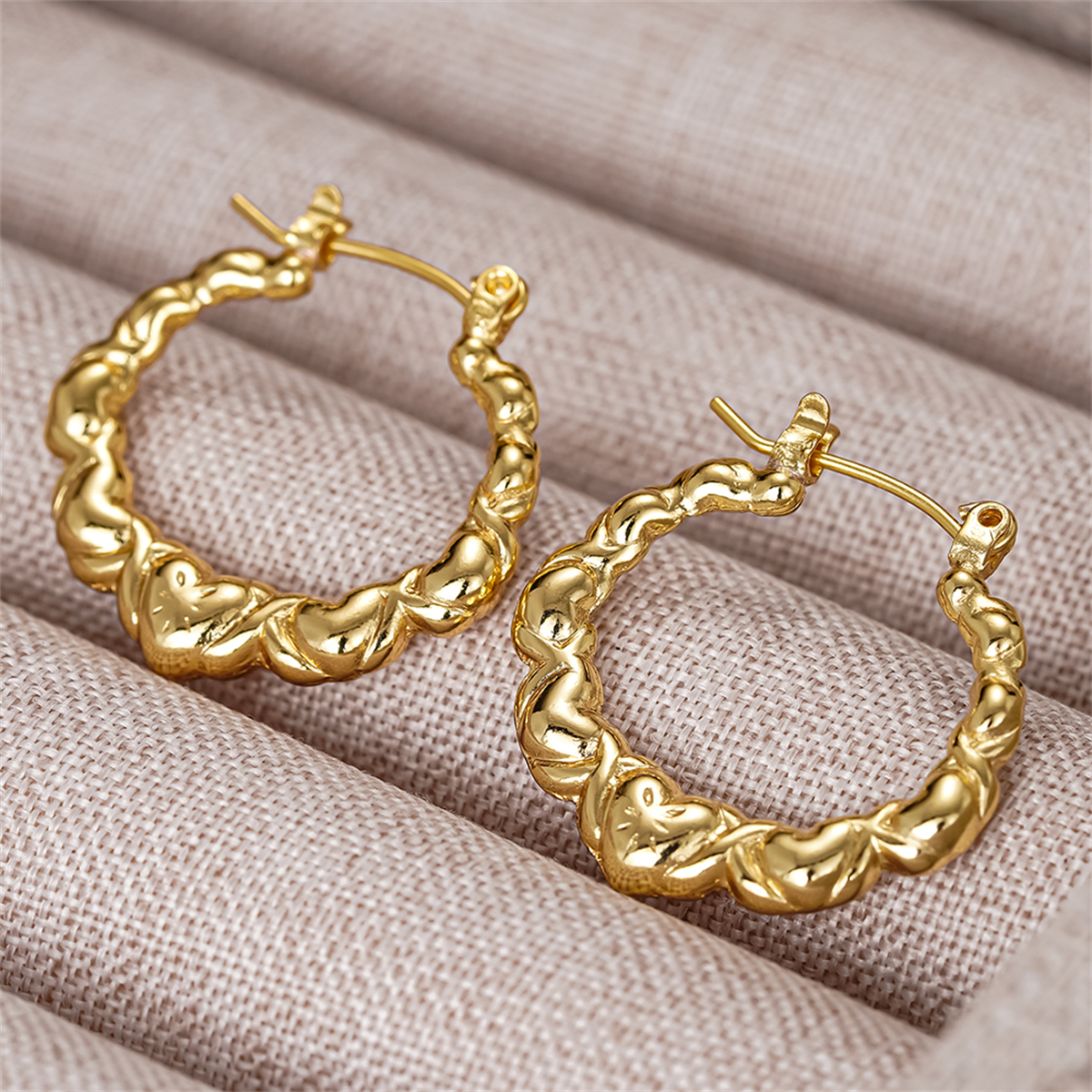 Three-dimensional Geometric Earrings For Women In Copper With KC Golden Water Plating And 0.03µm Thickness 3