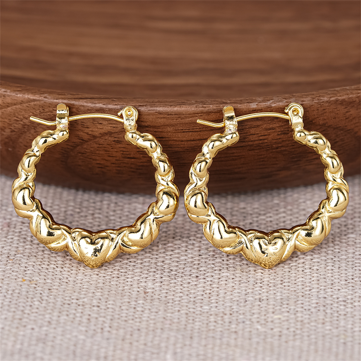 Three-dimensional Geometric Earrings For Women In Copper With KC Golden Water Plating And 0.03µm Thickness 4