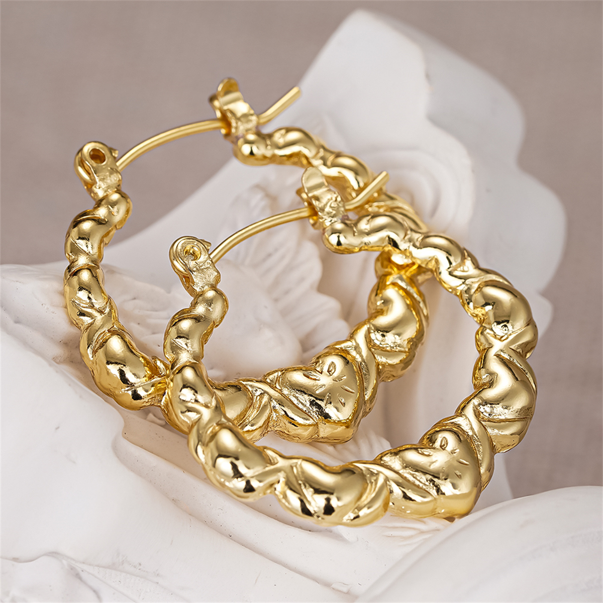 Three-dimensional Geometric Earrings For Women In Copper With KC Golden Water Plating And 0.03µm Thickness 5
