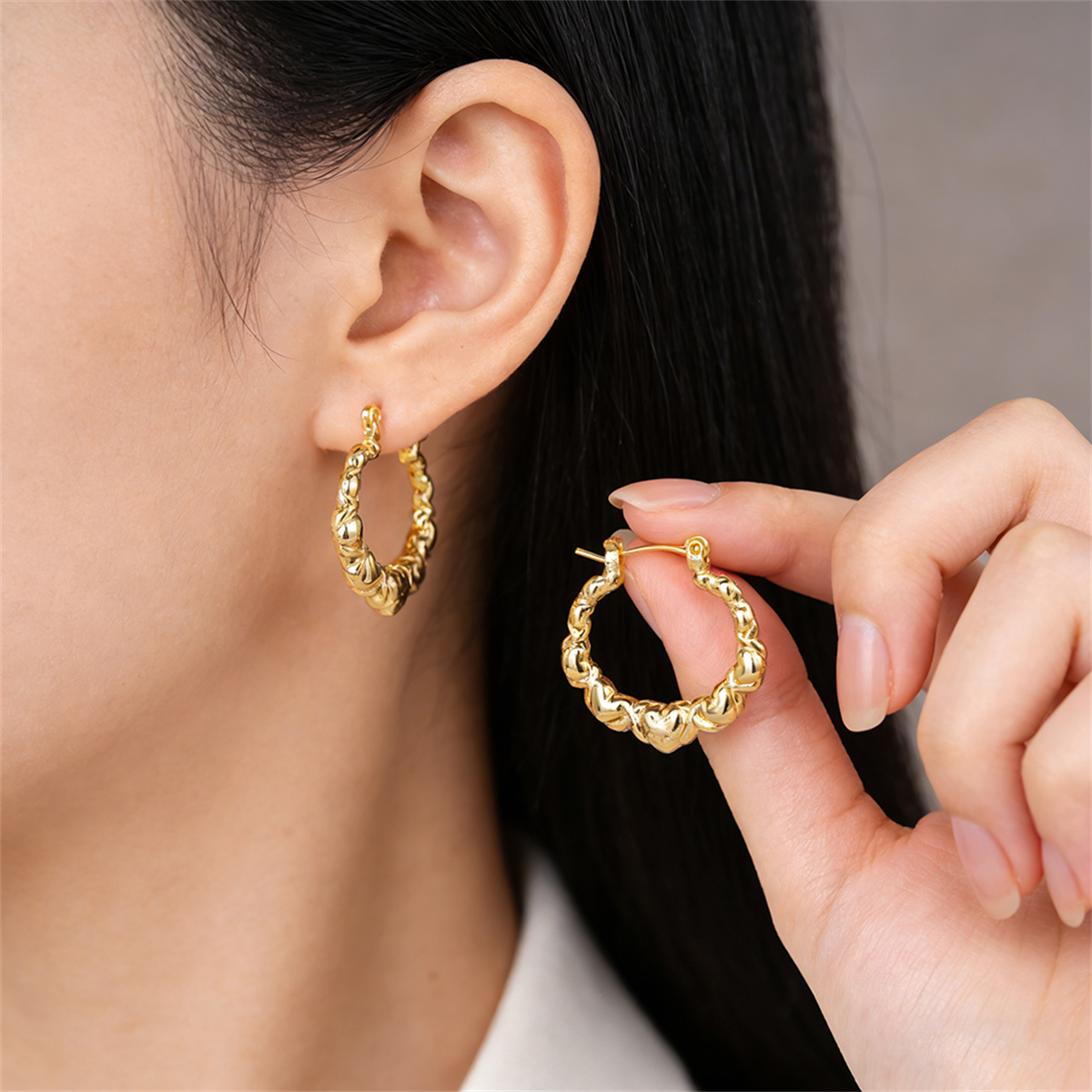 Three-dimensional Geometric Earrings For Women In Copper With KC Golden Water Plating And 0.03µm Thickness 6