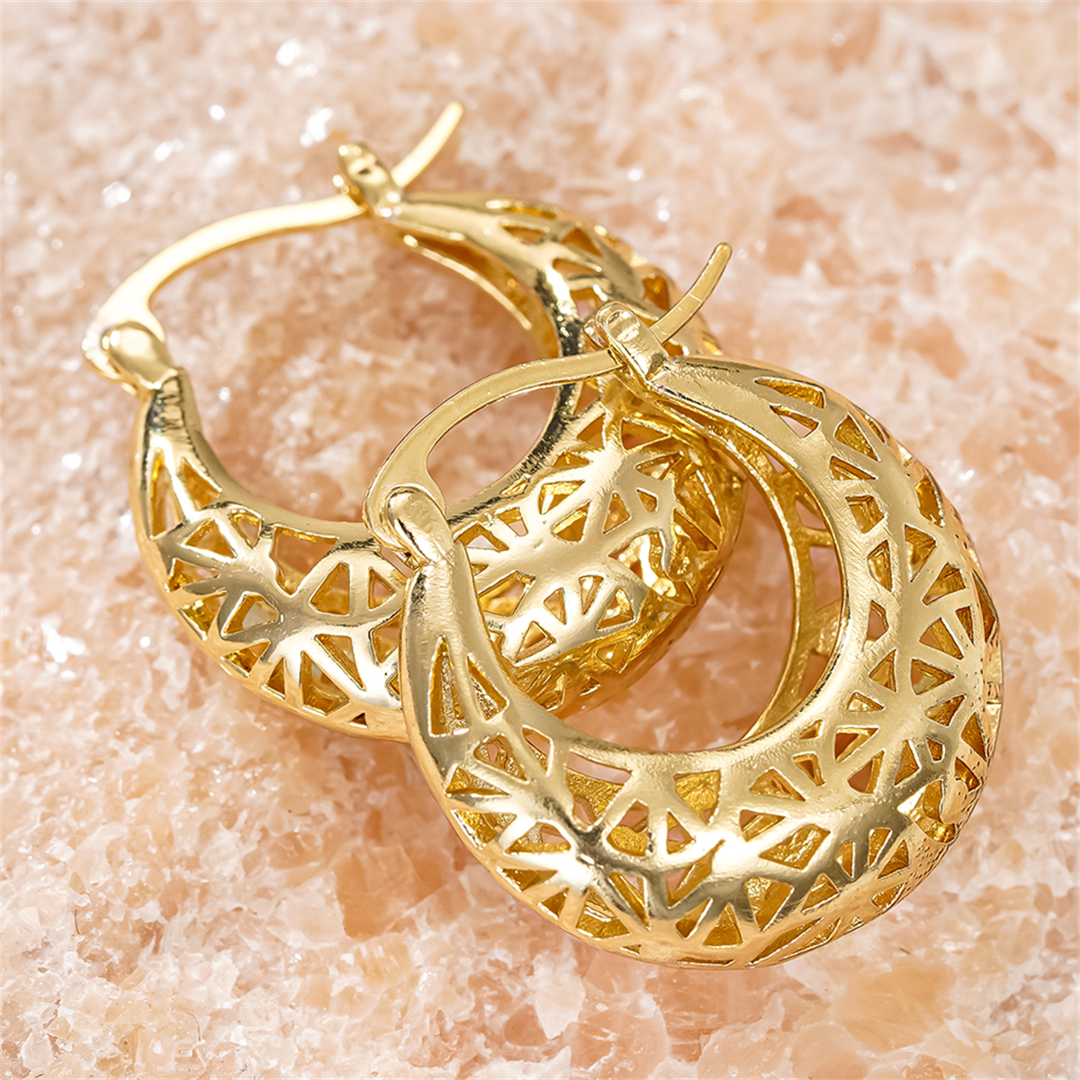 Three-dimensional Geometric Earrings For Women In Copper With KC Golden Plated Water Plating And 0.03µm Thickness 2