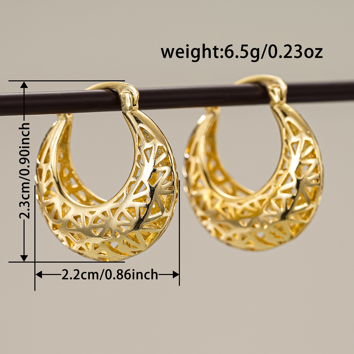 Three-dimensional Geometric Earrings For Women In Copper With KC Golden Plated Water Plating And 0.03µm Thickness 7