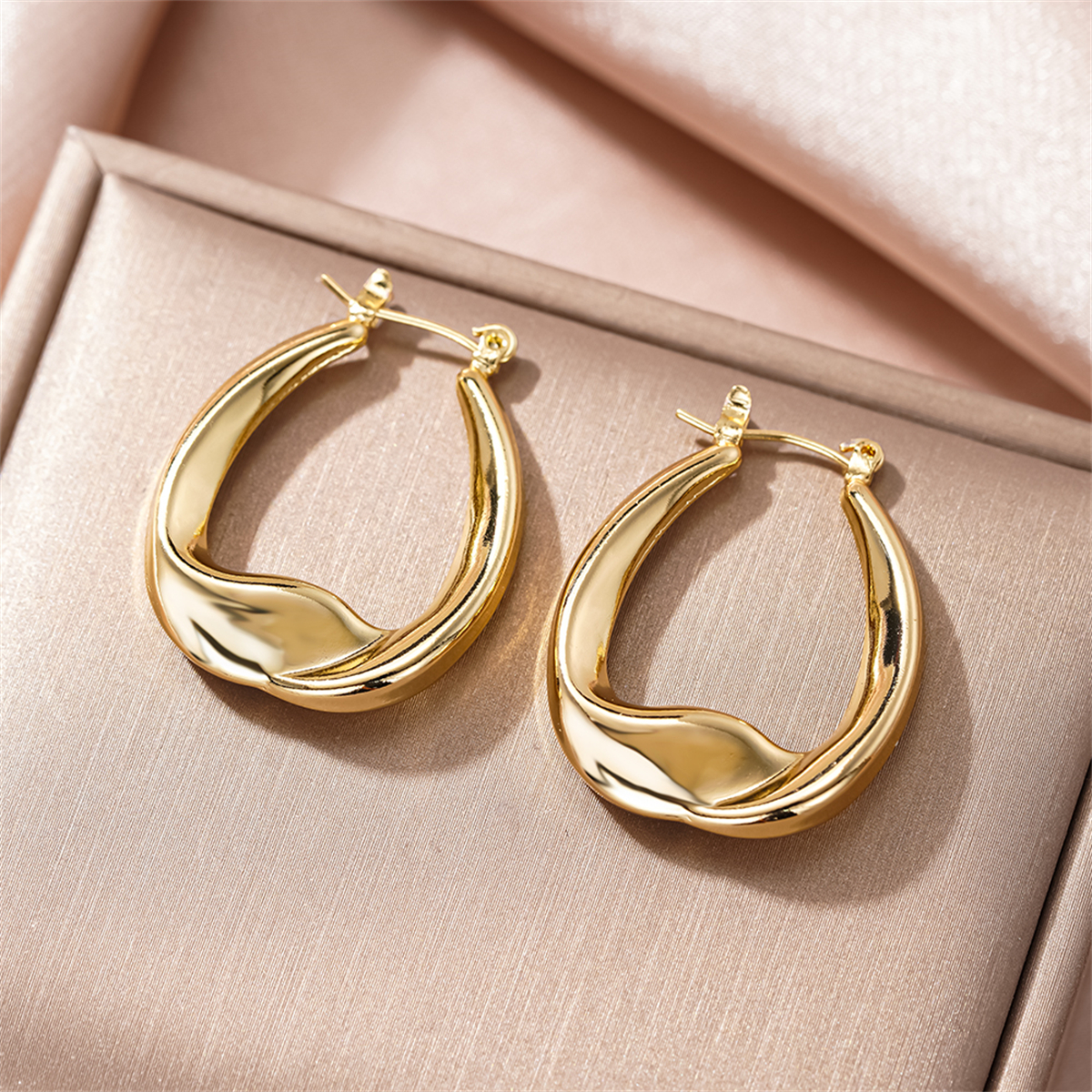 Three-dimensional Geometric Earrings For Women In Copper With KC Golden Water Plating And 0.03µm Thickness 5