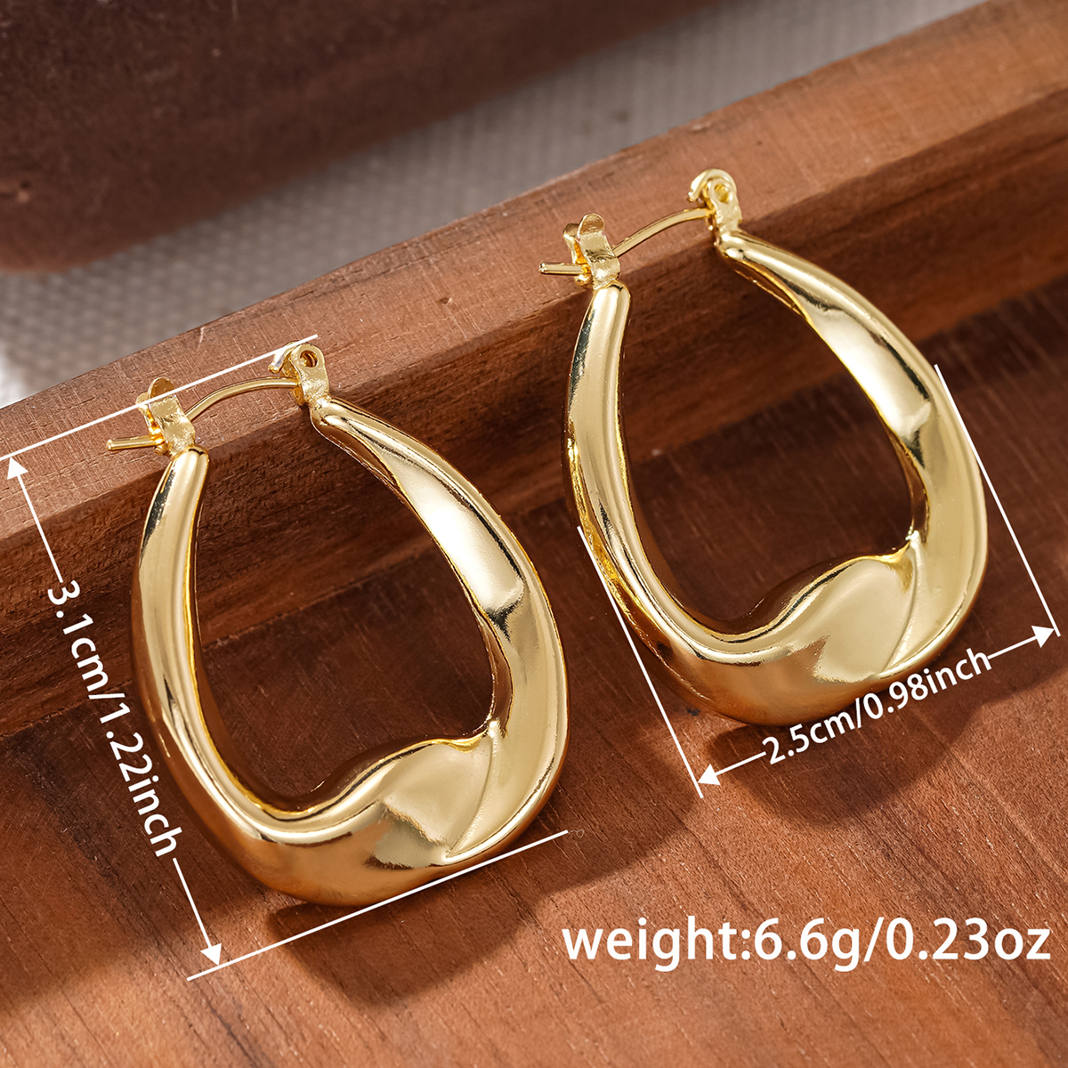 Three-dimensional Geometric Earrings For Women In Copper With KC Golden Water Plating And 0.03µm Thickness 7