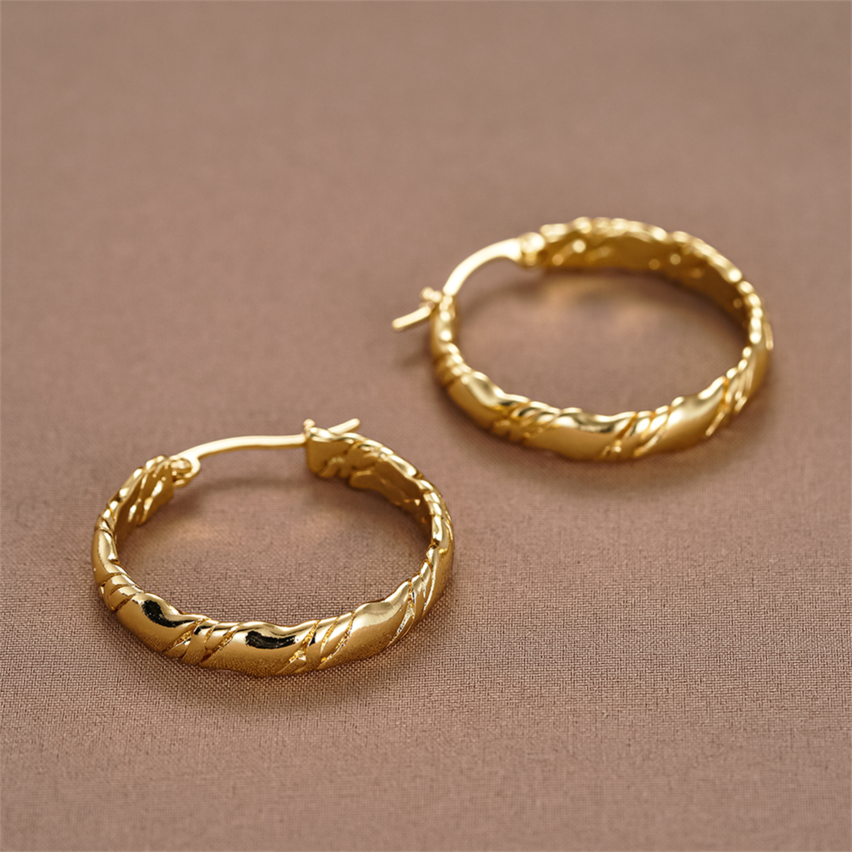 Three-dimensional Geometric Earrings For Women In Copper With KC Golden Water Plating And 0.03µm Thickness 4