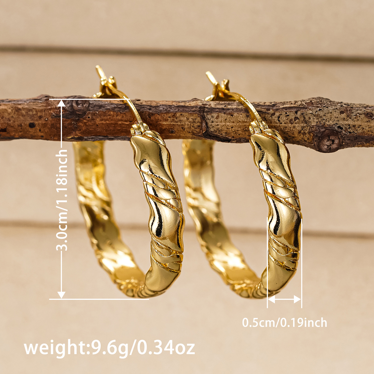 Three-dimensional Geometric Earrings For Women In Copper With KC Golden Water Plating And 0.03µm Thickness 6