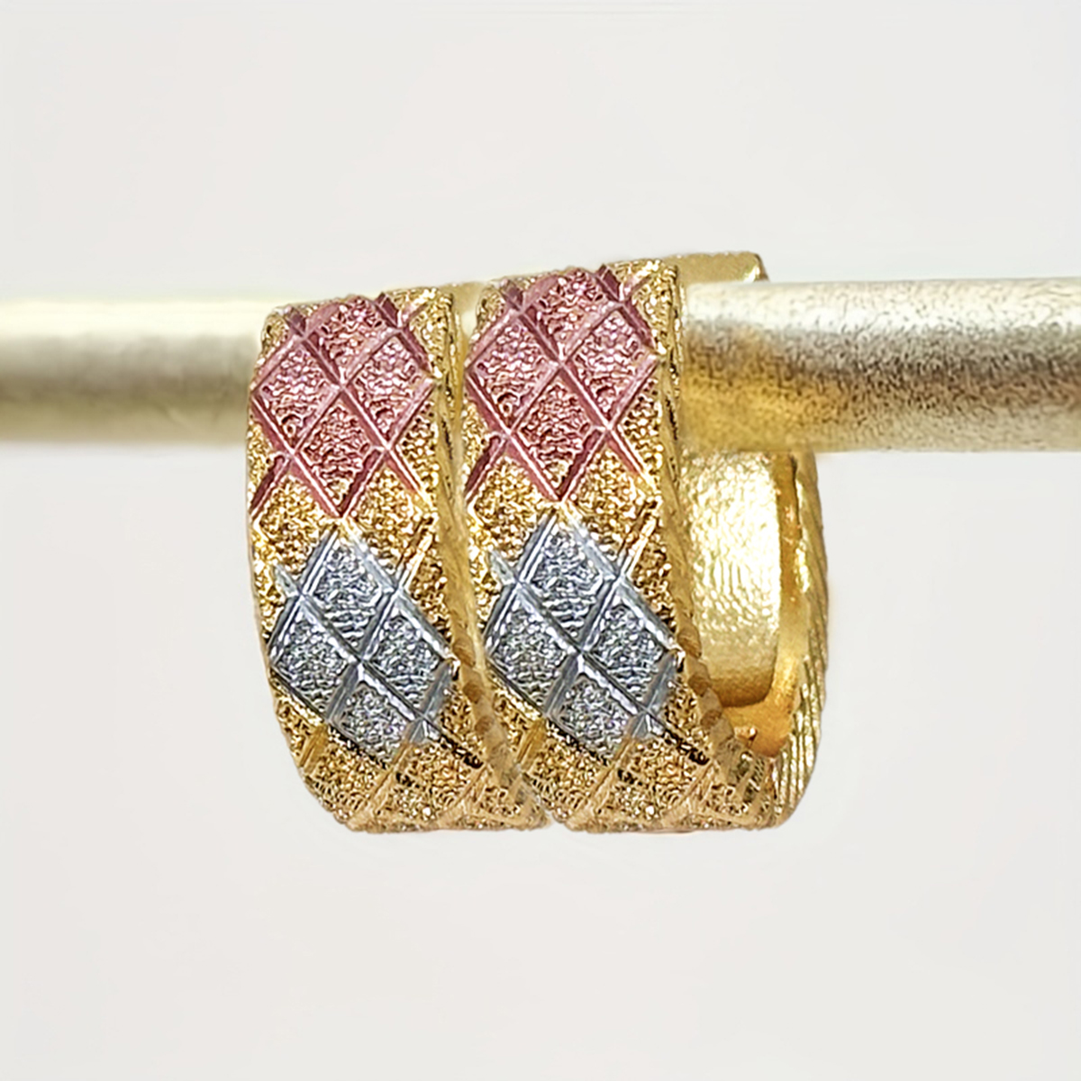 Three-dimensional Geometric Earrings For Women In Copper With KC Golden Water Plating And 0.03µm Thickness