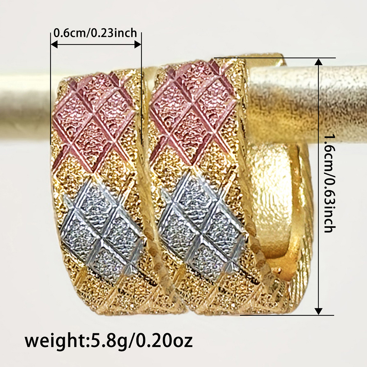 Three-dimensional Geometric Earrings For Women In Copper With KC Golden Water Plating And 0.03µm Thickness 2