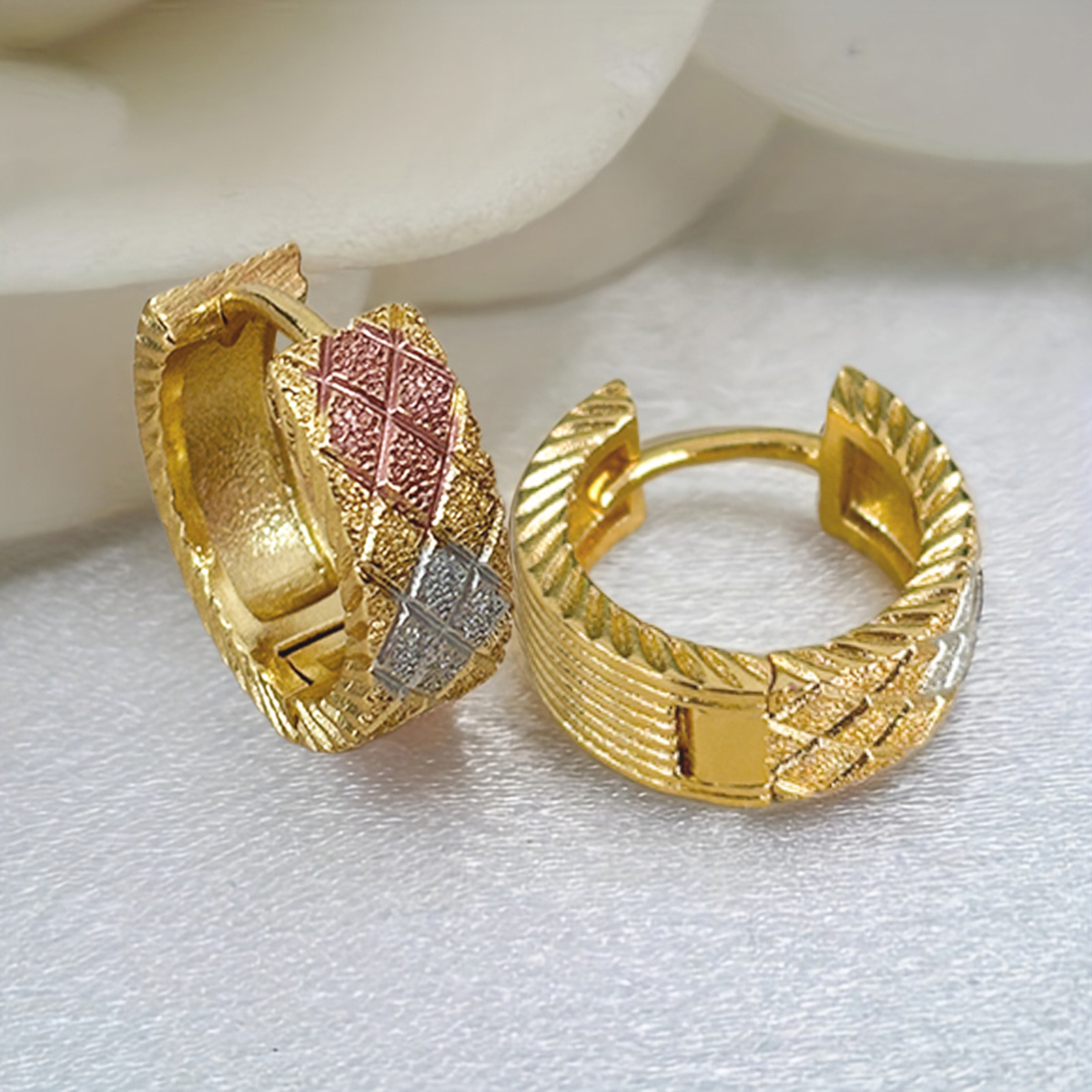 Three-dimensional Geometric Earrings For Women In Copper With KC Golden Water Plating And 0.03µm Thickness 3