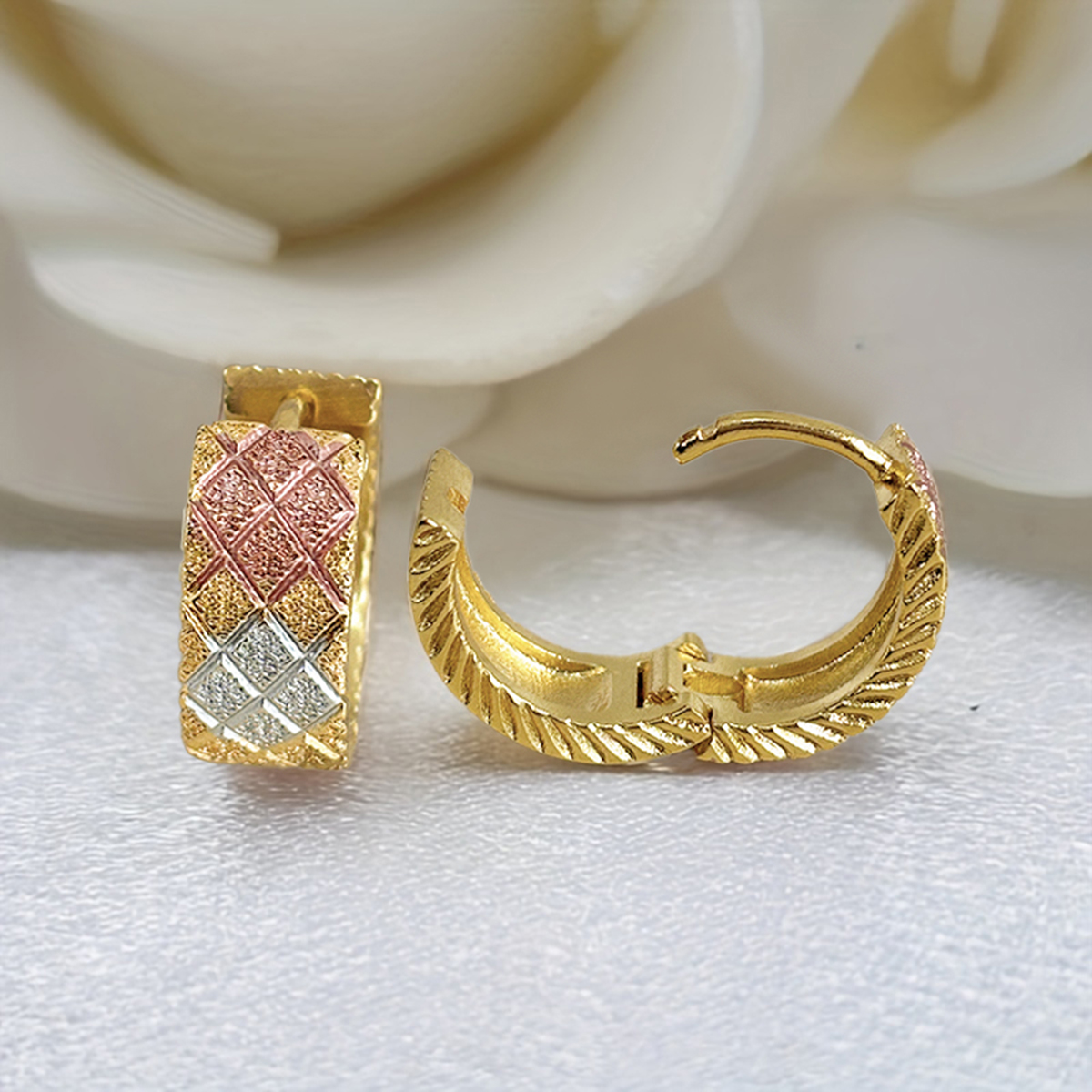 Three-dimensional Geometric Earrings For Women In Copper With KC Golden Water Plating And 0.03µm Thickness 4