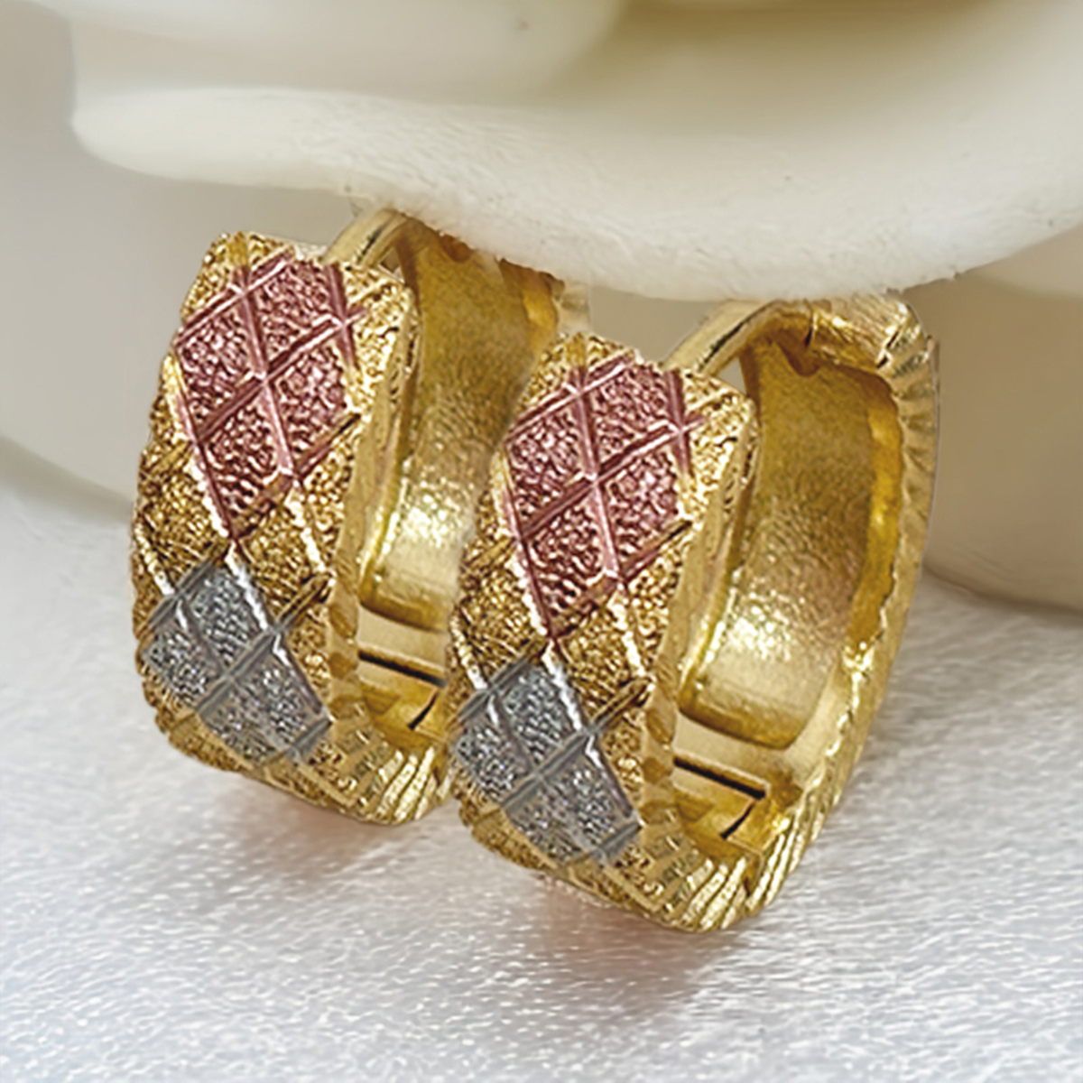 Three-dimensional Geometric Earrings For Women In Copper With KC Golden Water Plating And 0.03µm Thickness 5