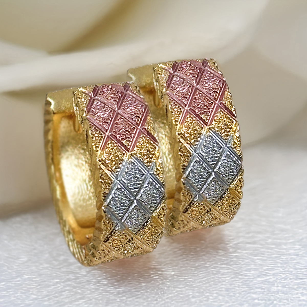 Three-dimensional Geometric Earrings For Women In Copper With KC Golden Water Plating And 0.03µm Thickness 6