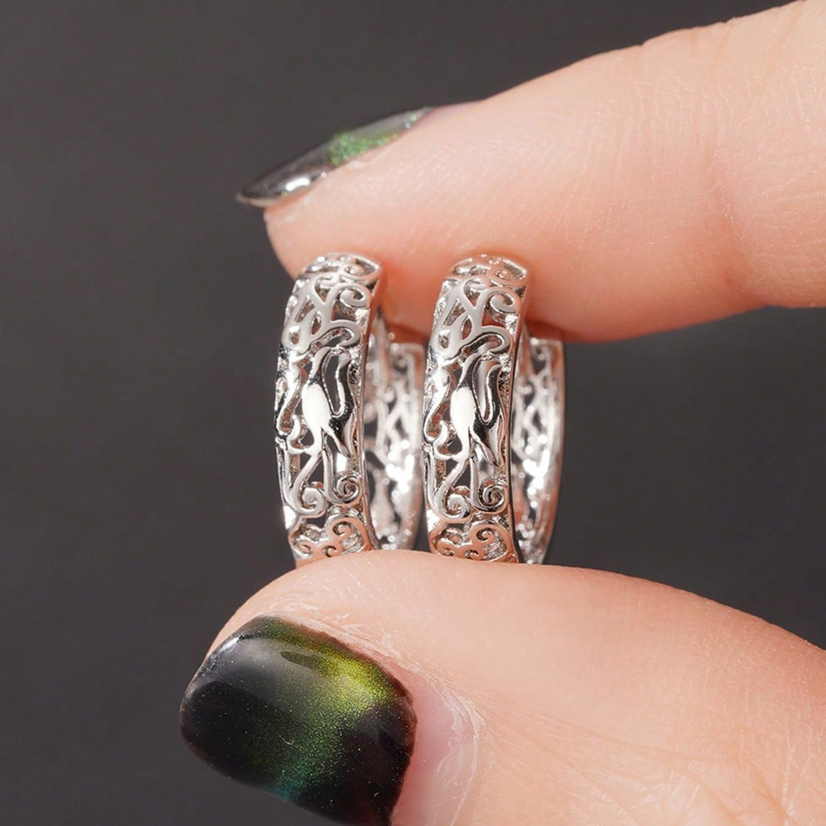 Three-dimensional Geometric Earrings For Women In Copper With White K Water Plating And 0.03µm Thick Coating 3