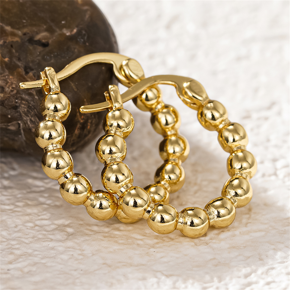 Three-dimensional Geometric Earrings For Women In Copper With KC Golden Plated Water Plating And 0.03µm Thickness