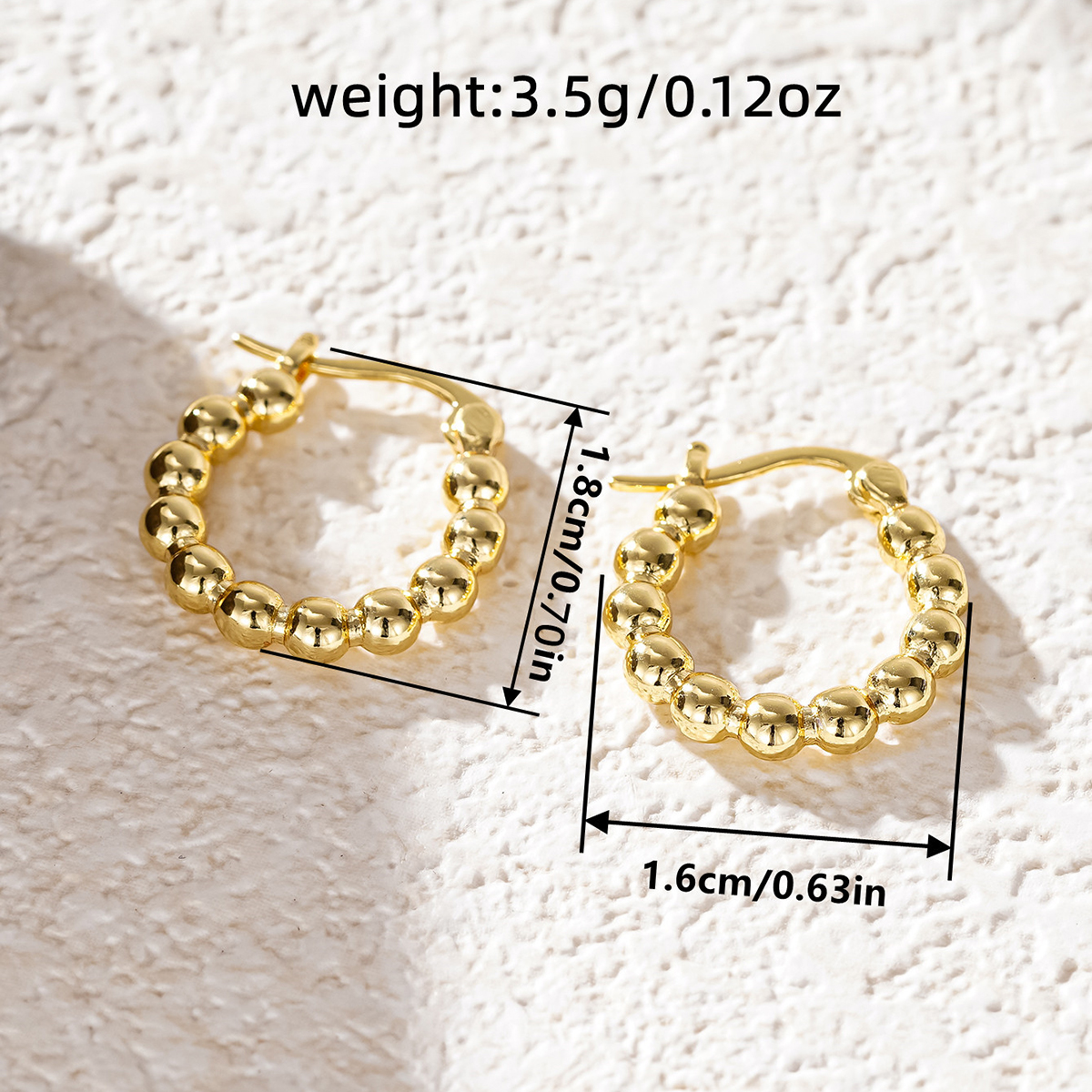 Three-dimensional Geometric Earrings For Women In Copper With KC Golden Plated Water Plating And 0.03µm Thickness 6