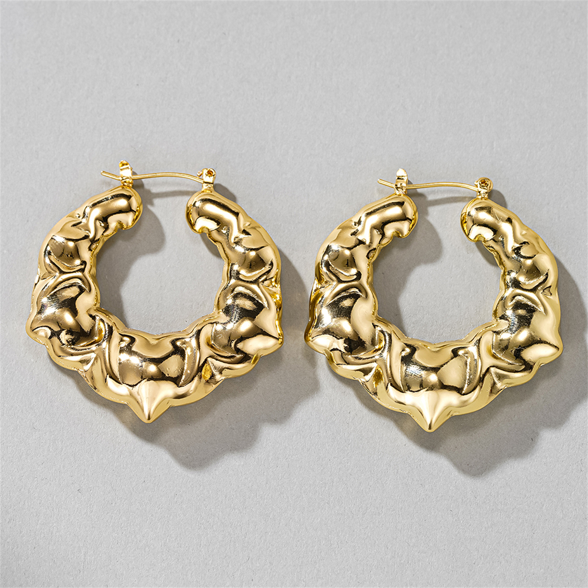 Three-dimensional Geometric Earrings For Women In Copper With KC Golden Plated Water Plating And 0.03µm Thickness 3