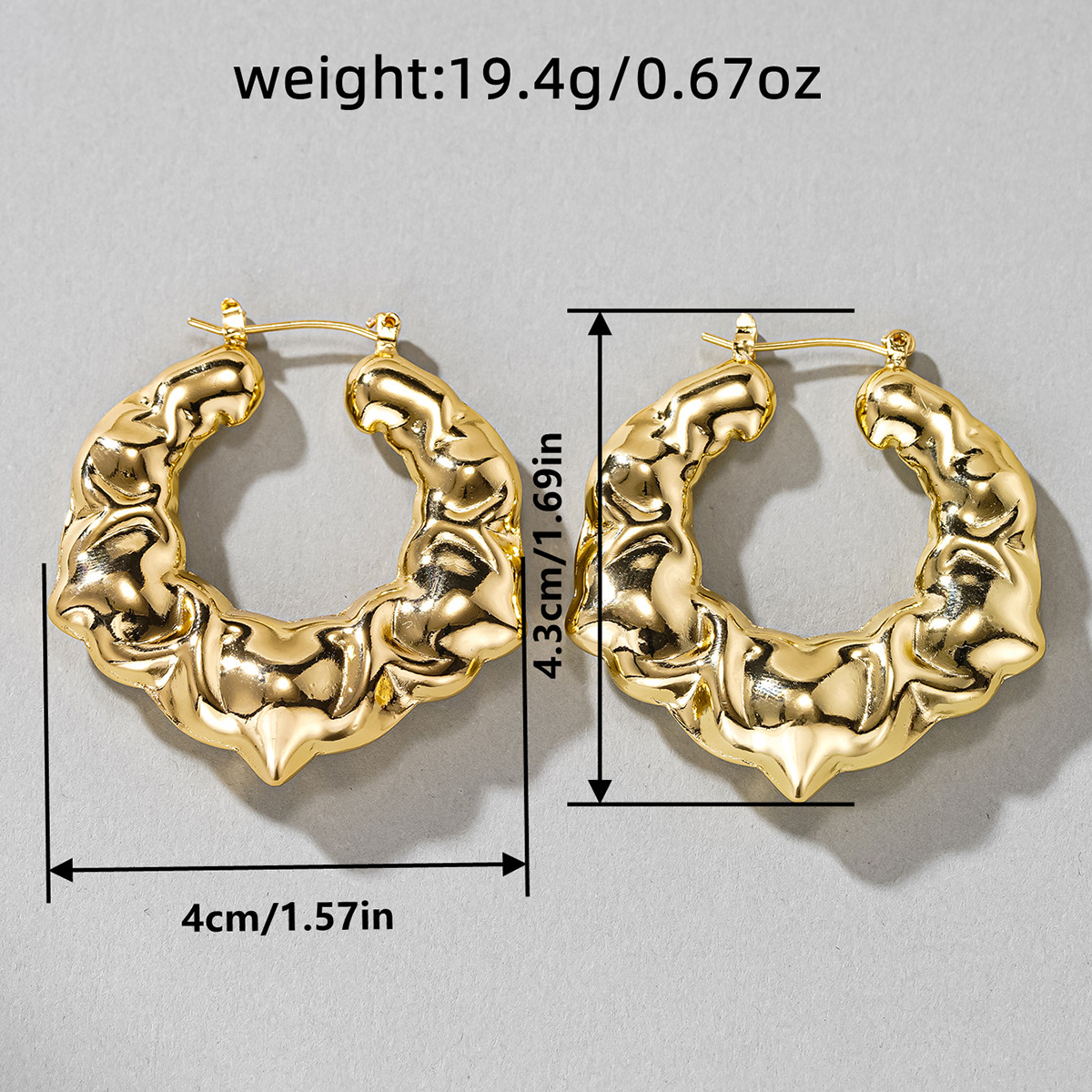 Three-dimensional Geometric Earrings For Women In Copper With KC Golden Plated Water Plating And 0.03µm Thickness 4