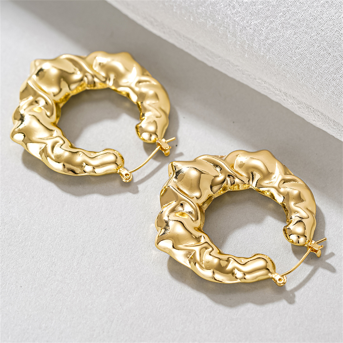 Three-dimensional Geometric Earrings For Women In Copper With KC Golden Plated Water Plating And 0.03µm Thickness 5