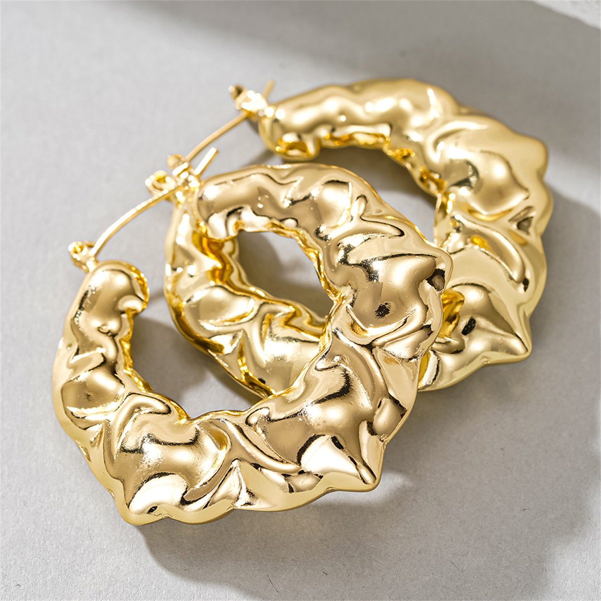 Three-dimensional Geometric Earrings For Women In Copper With KC Golden Plated Water Plating And 0.03µm Thickness 6