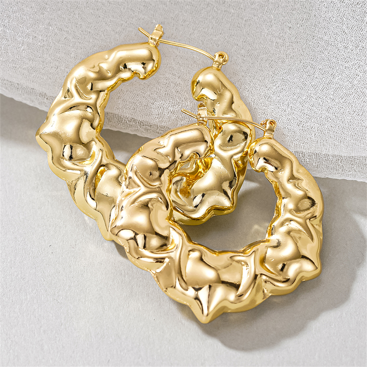 Three-dimensional Geometric Earrings For Women In Copper With KC Golden Plated Water Plating And 0.03µm Thickness 7