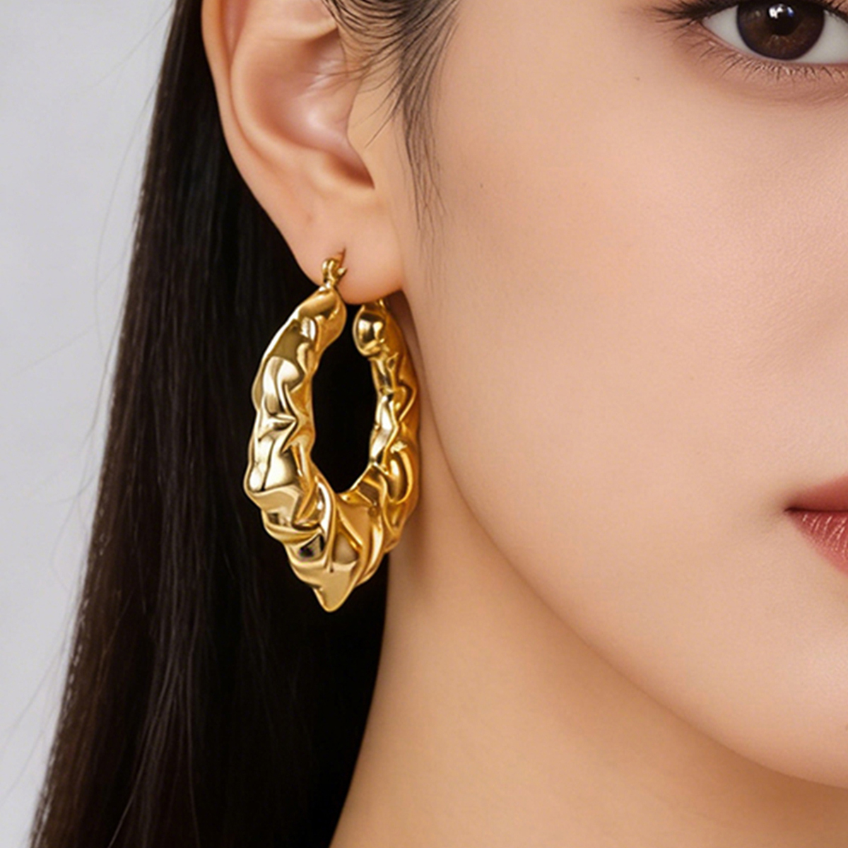 Three-dimensional Geometric Earrings For Women In Copper With KC Golden Plated Water Plating And 0.03µm Thickness 9