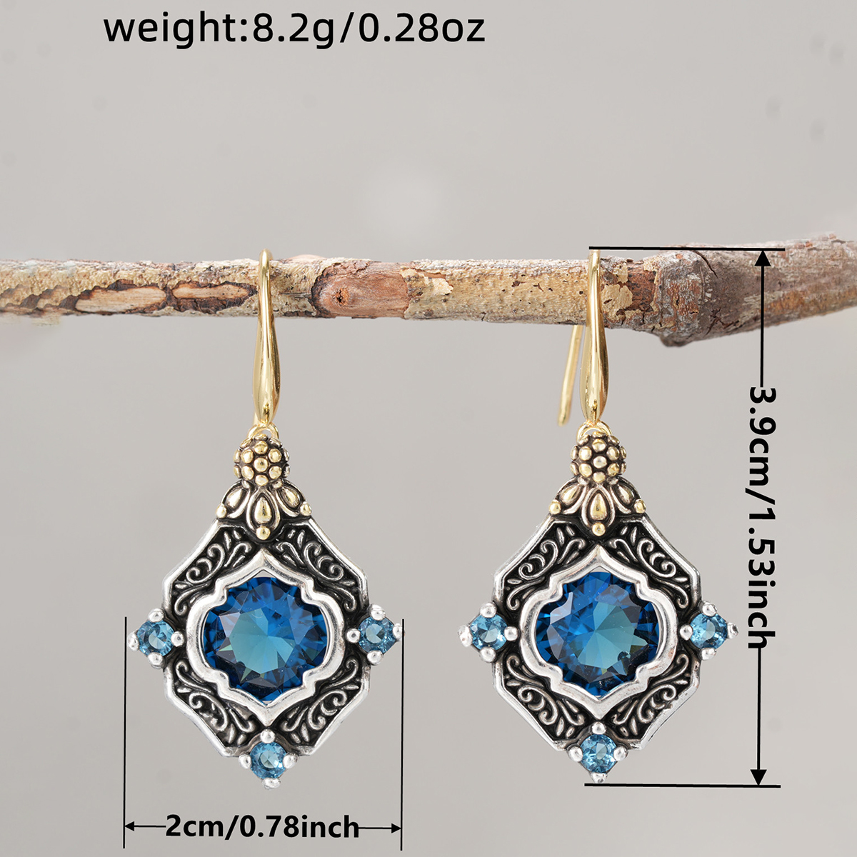 Three-dimensional Geometric Earrings In Copper With KC Golden Water Plating 0.03µm Thickness Featuring Zircon Inlay 5
