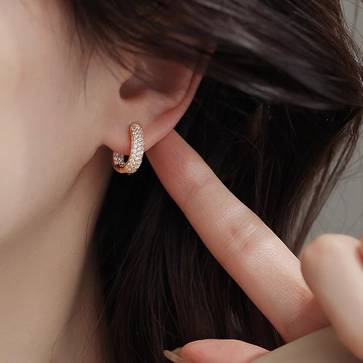 Three-dimensional Geometric Earrings In Copper With KC Golden Water Plating And 0.03µm Thick Zircon Inlay 5