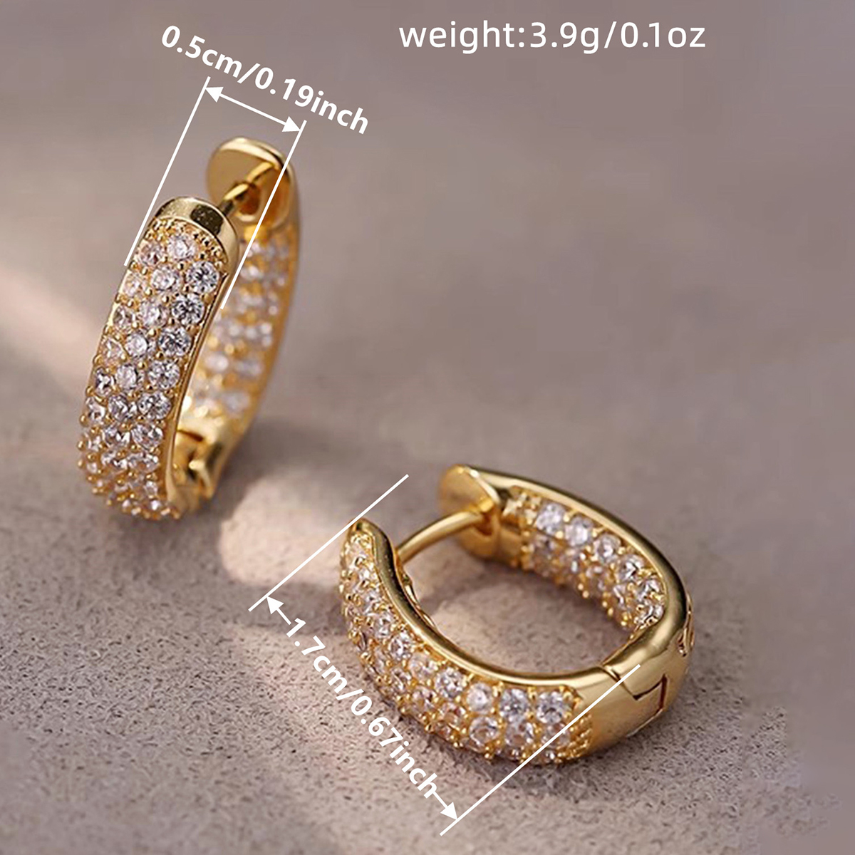 Three-dimensional Geometric Earrings In Copper With KC Golden Water Plating And 0.03µm Thick Zircon Inlay 6
