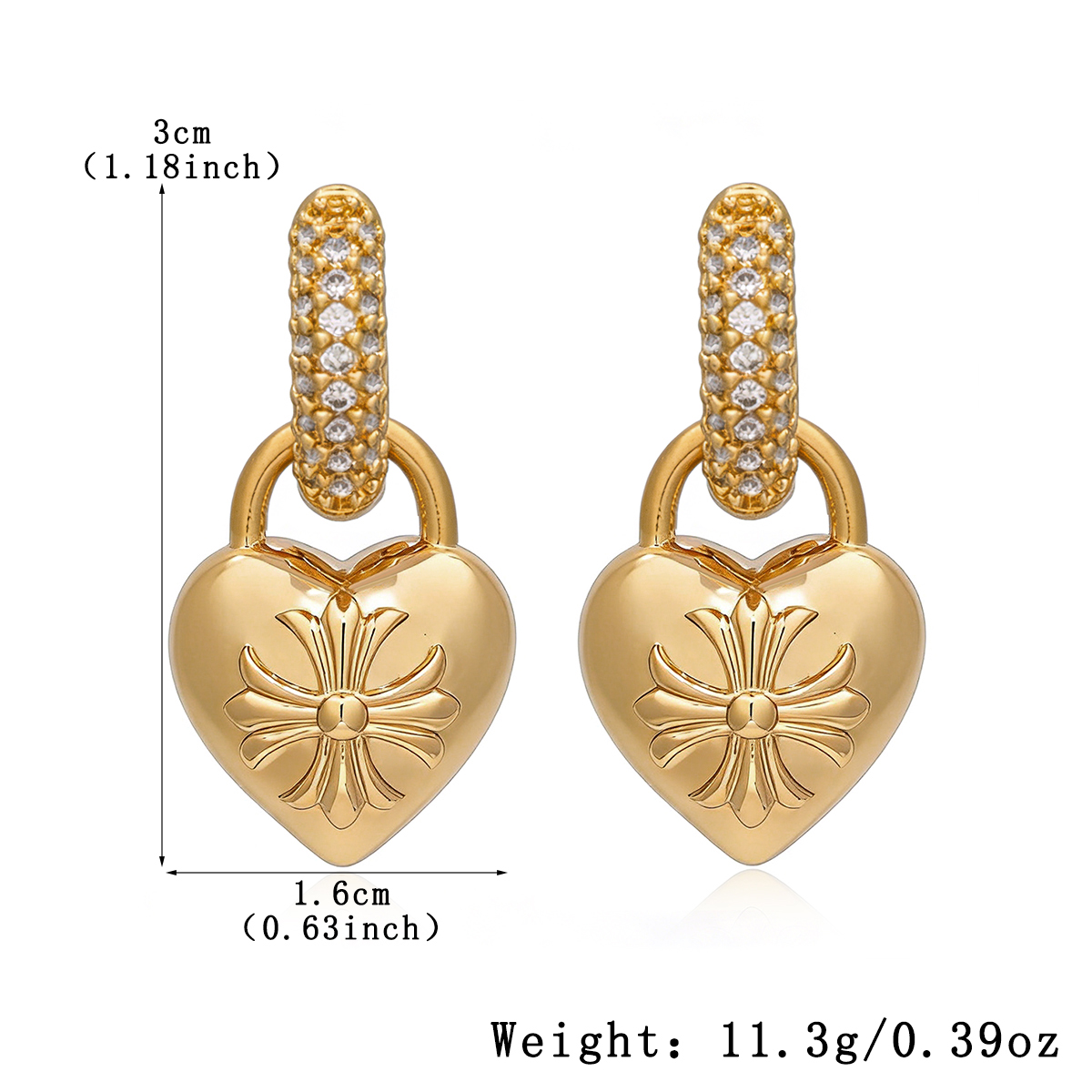 Three-dimensional Geometric Earrings For Women In Copper With Golden Plated Electroplated Finish And 0.01µm Coating Thickness 2