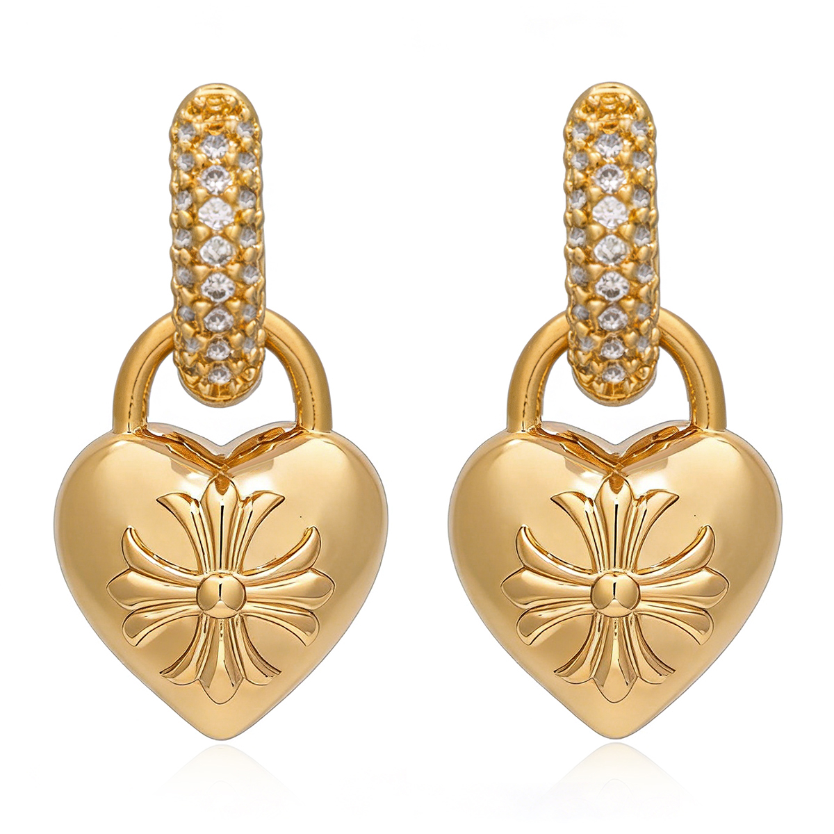 Three-dimensional Geometric Earrings For Women In Copper With Golden Plated Electroplated Finish And 0.01µm Coating Thickness 7