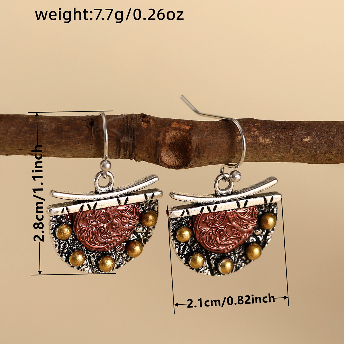 Three-dimensional Geometric Drop Earrings In Copper With KC Golden Water Plating And 0.03µm Thick Coating 5