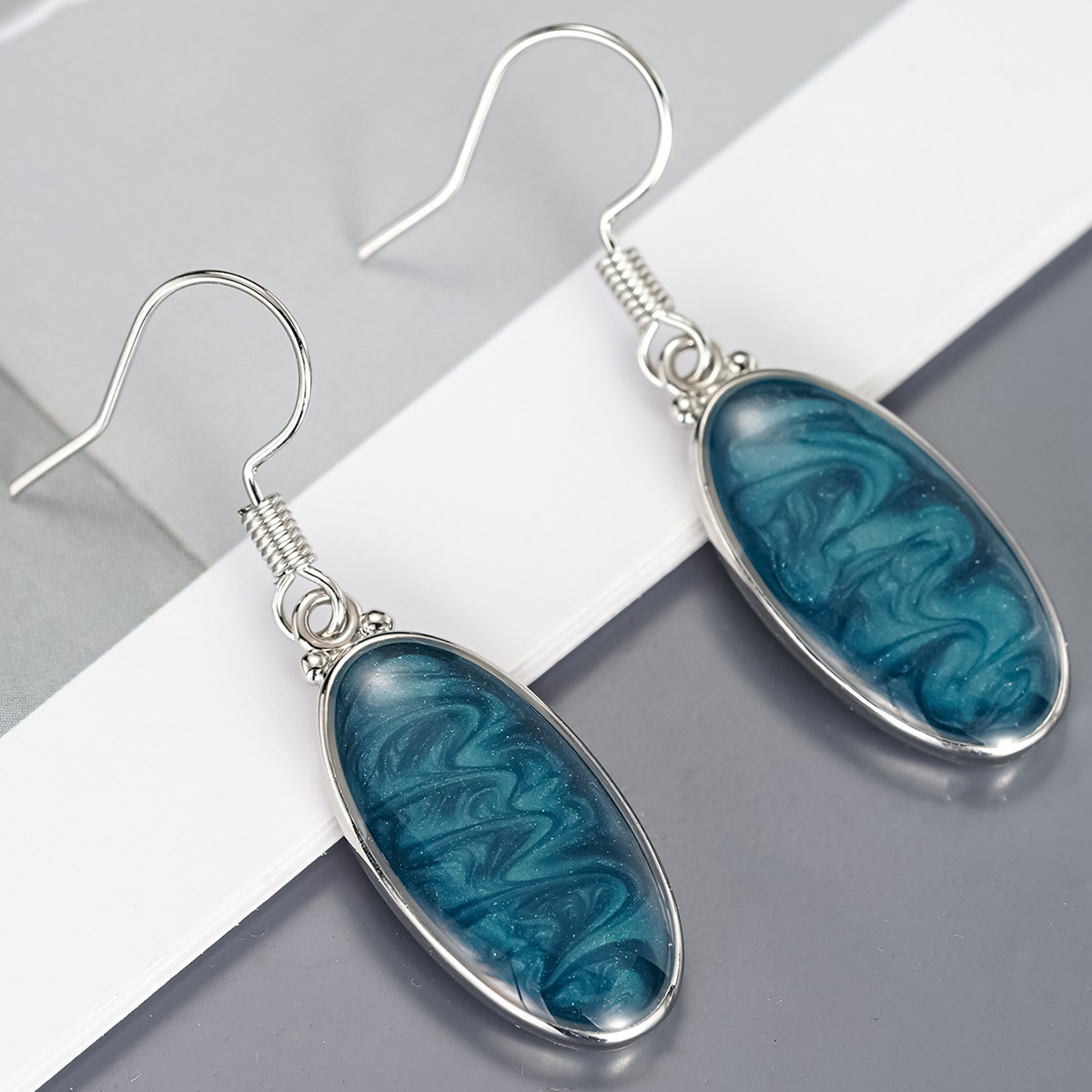 Three-dimensional Geometric Drop Earrings In Copper With White K Plated Water Plating And 0.03µm Thick Coating 3