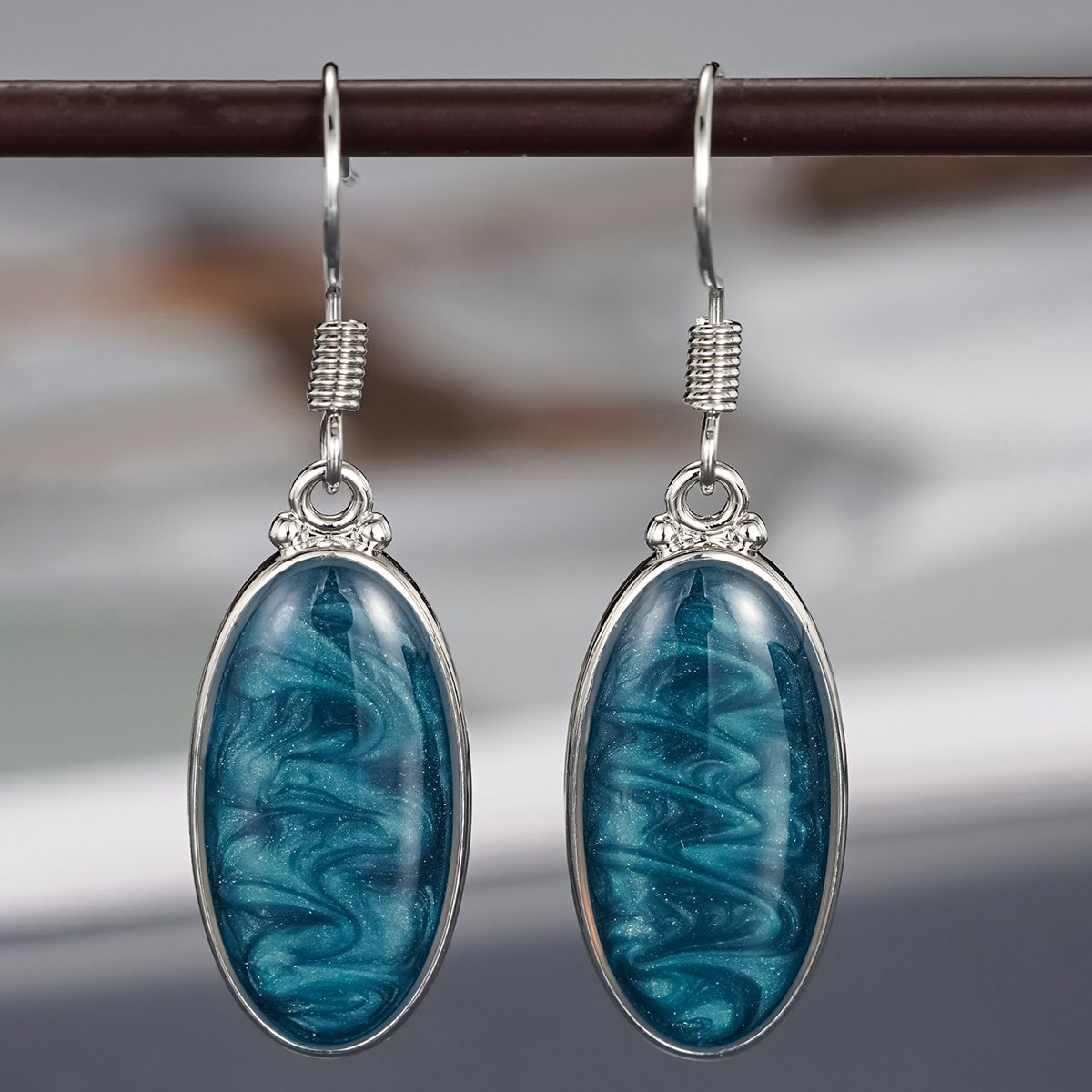 Three-dimensional Geometric Drop Earrings In Copper With White K Plated Water Plating And 0.03µm Thick Coating 5