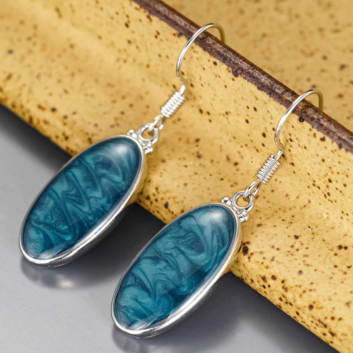 Three-dimensional Geometric Drop Earrings In Copper With White K Plated Water Plating And 0.03µm Thick Coating 6