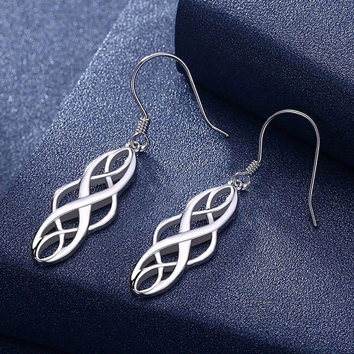 Three-dimensional Geometric Drop Earrings In Copper With White K Plated Water Plating And 0.03µm Thick Coating