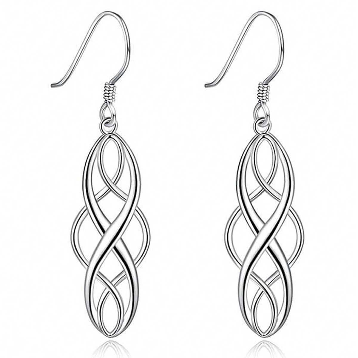 Three-dimensional Geometric Drop Earrings In Copper With White K Plated Water Plating And 0.03µm Thick Coating 2