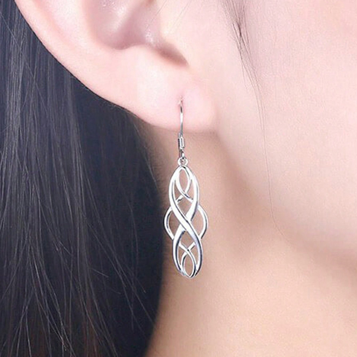 Three-dimensional Geometric Drop Earrings In Copper With White K Plated Water Plating And 0.03µm Thick Coating 3