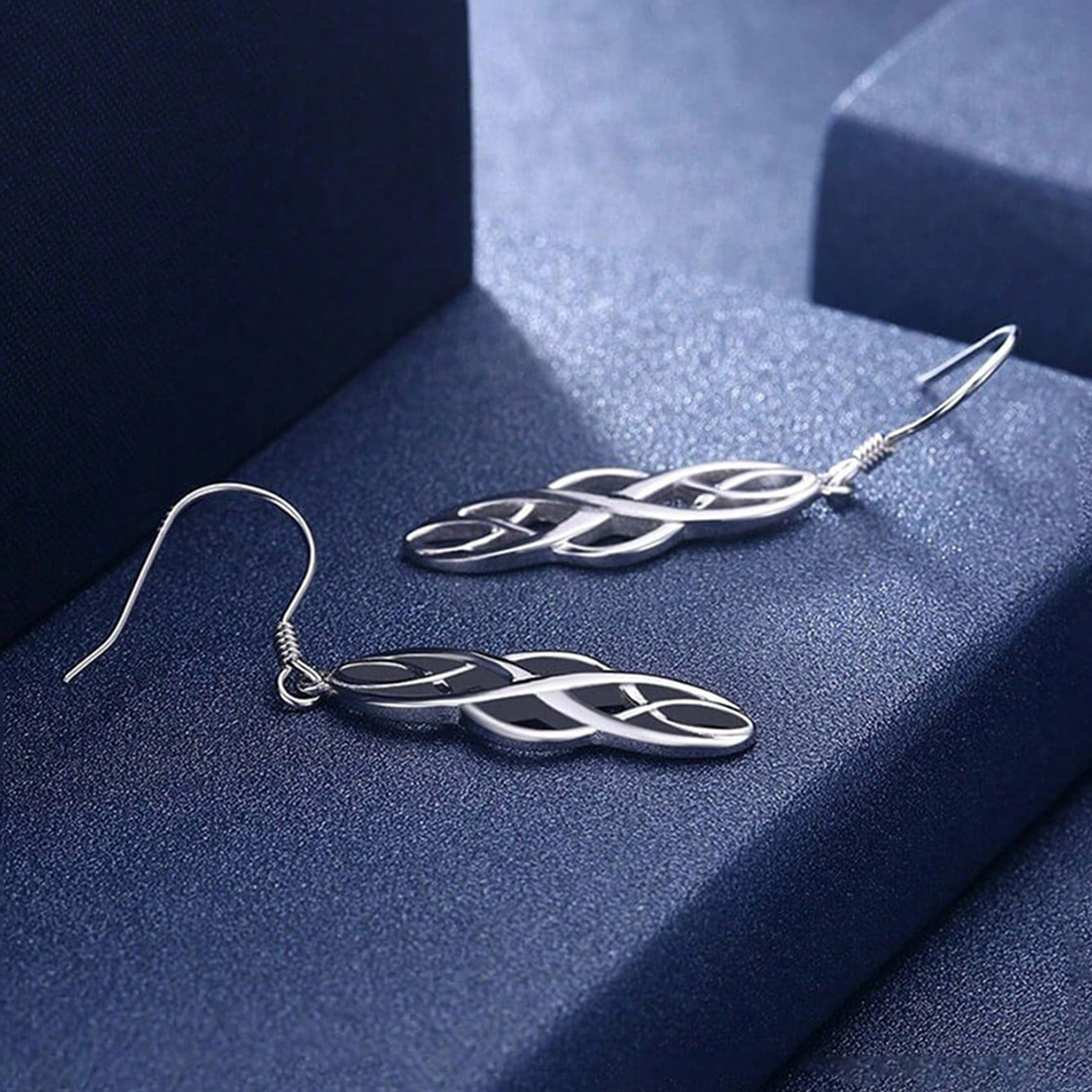 Three-dimensional Geometric Drop Earrings In Copper With White K Plated Water Plating And 0.03µm Thick Coating 4