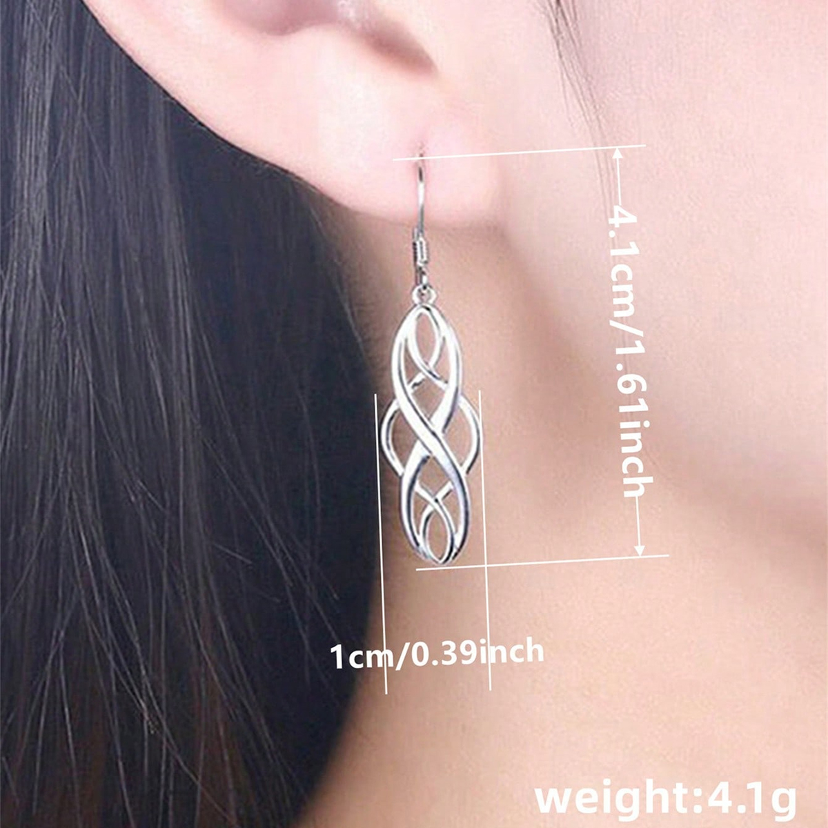 Three-dimensional Geometric Drop Earrings In Copper With White K Plated Water Plating And 0.03µm Thick Coating 5