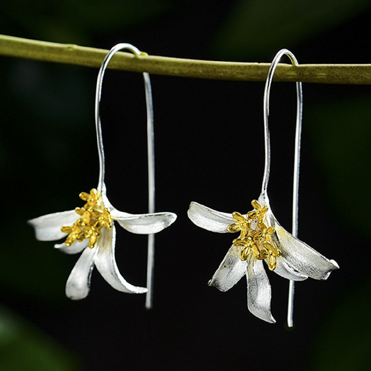 Three-dimensional Geometric Drop Earrings For Women In Copper With KC Golden Water Plating And 0.03µm Thickness