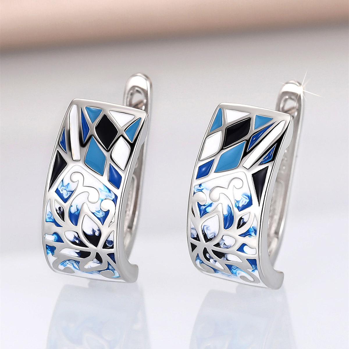 Three-dimensional Geometric Drop Earrings For Women In Copper With White K Plated Water Plating And 0.03µm Thickness 2