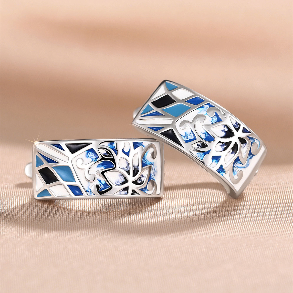 Three-dimensional Geometric Drop Earrings For Women In Copper With White K Plated Water Plating And 0.03µm Thickness 3