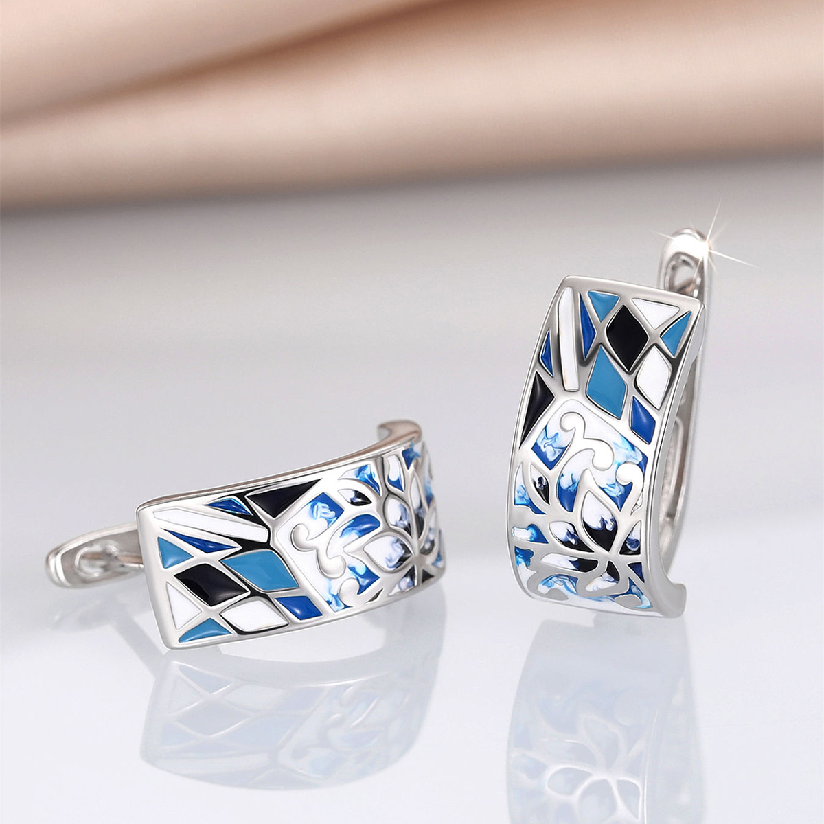 Three-dimensional Geometric Drop Earrings For Women In Copper With White K Plated Water Plating And 0.03µm Thickness 4