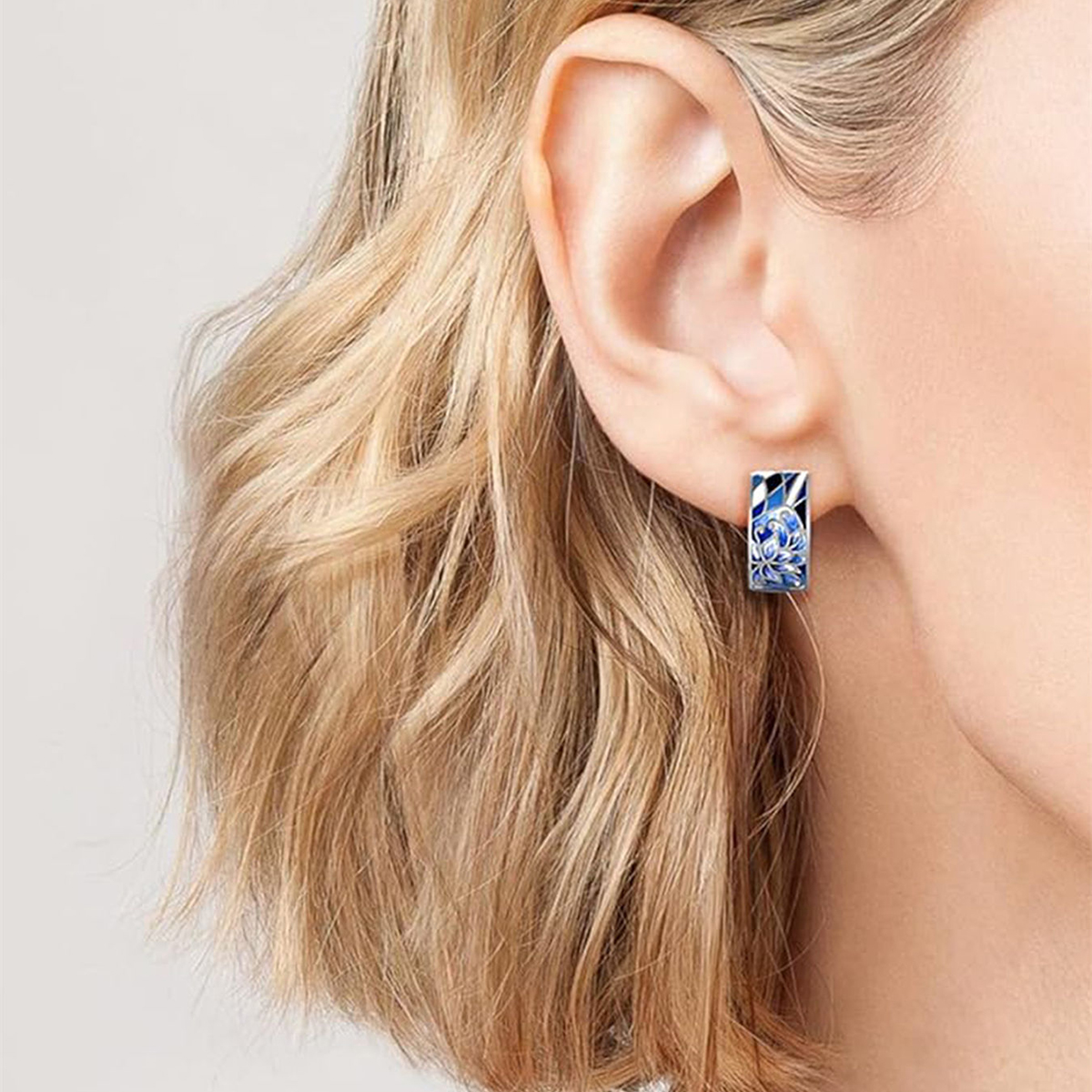 Three-dimensional Geometric Drop Earrings For Women In Copper With White K Plated Water Plating And 0.03µm Thickness 5