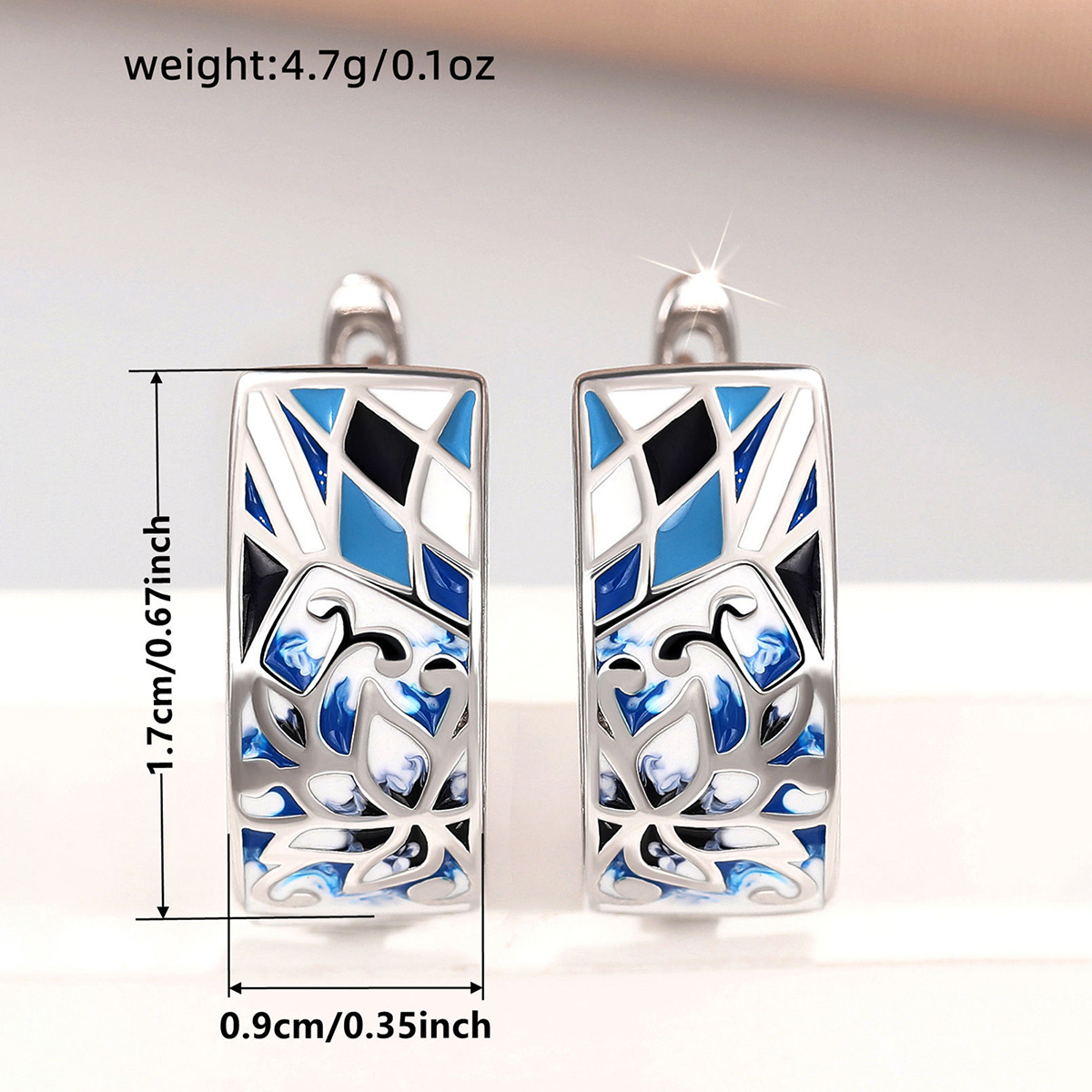 Three-dimensional Geometric Drop Earrings For Women In Copper With White K Plated Water Plating And 0.03µm Thickness 6
