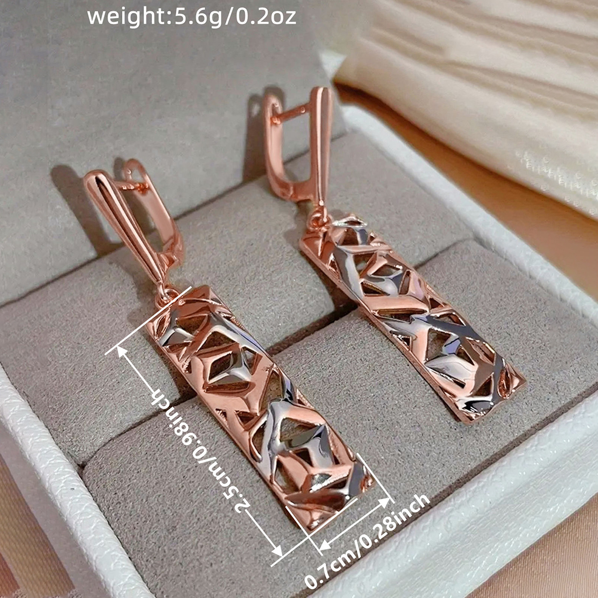 Three-dimensional Geometric Drop Earrings For Women In Copper With KC Golden Plated Water Plating And 0.03µm Thickness 5