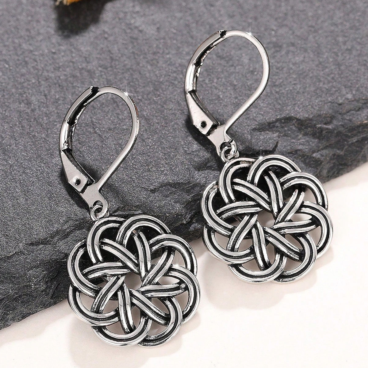 Three-dimensional Geometric Drop Earrings For Women In Copper With White K Plated Water Plating And 0.03µm Thick Coating 3