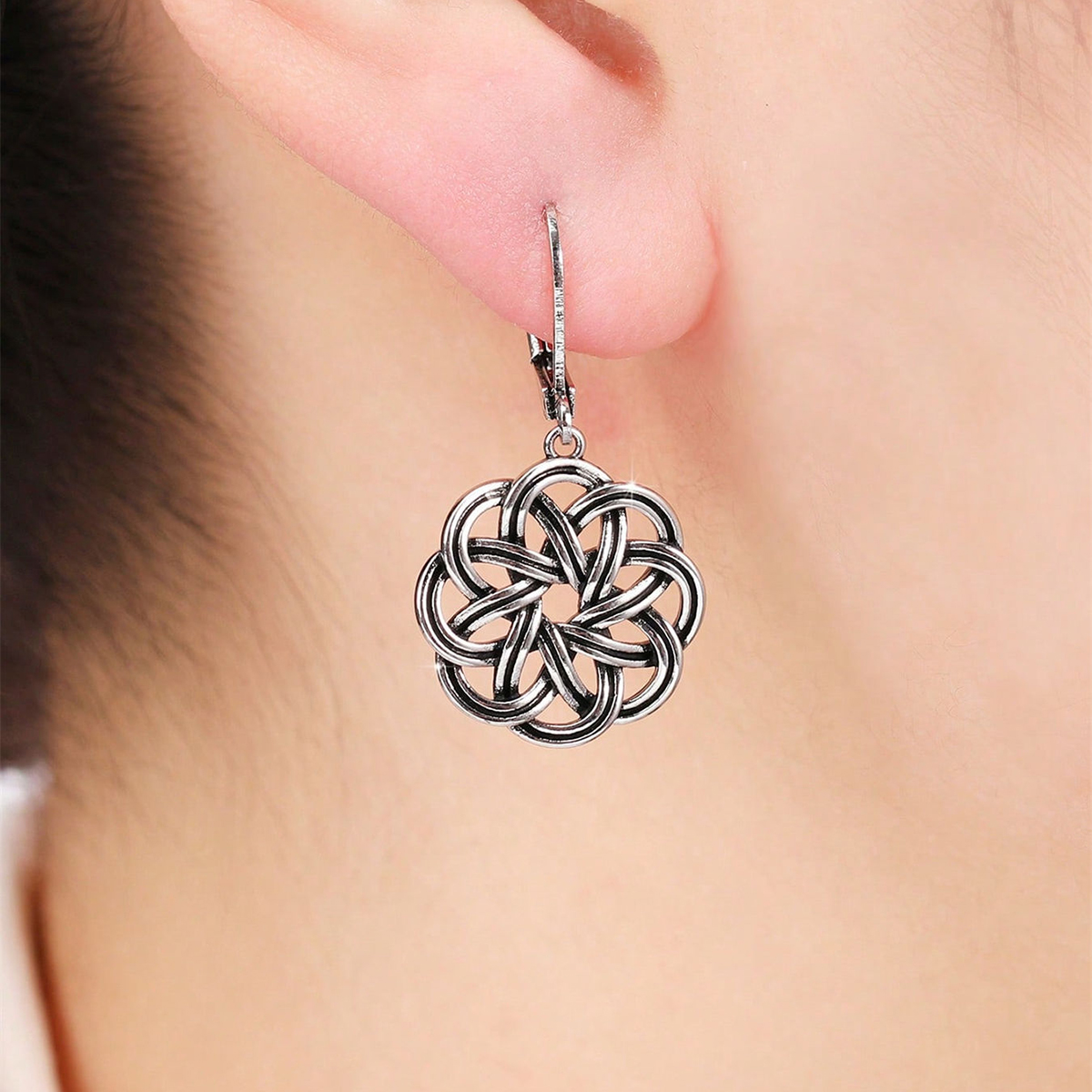 Three-dimensional Geometric Drop Earrings For Women In Copper With White K Plated Water Plating And 0.03µm Thick Coating 6