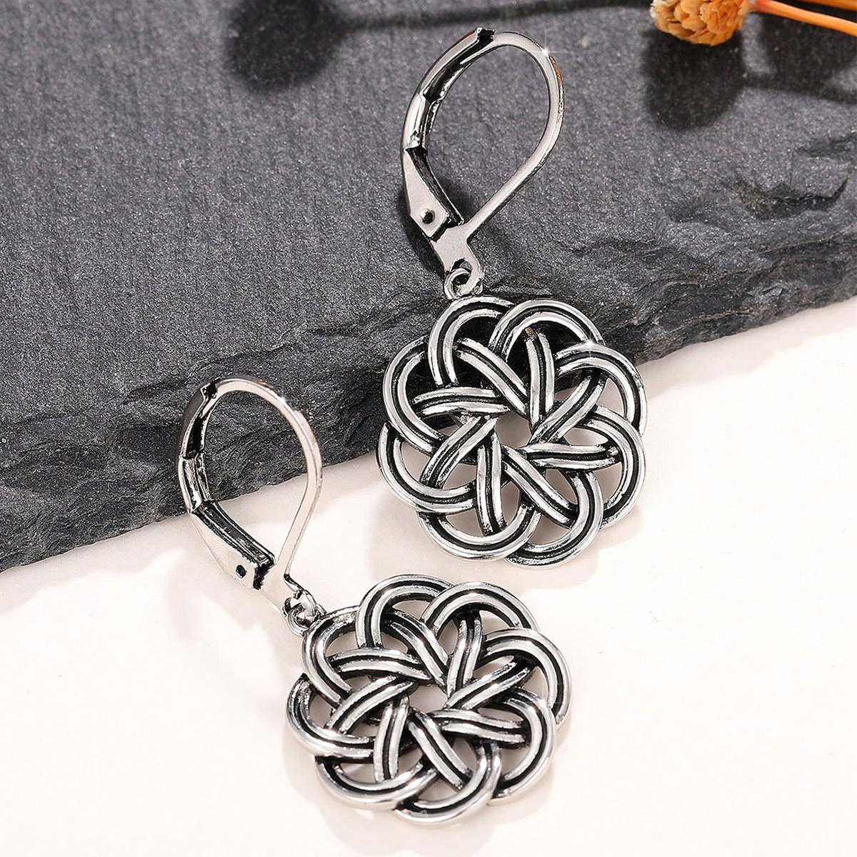Three-dimensional Geometric Drop Earrings For Women In Copper With White K Plated Water Plating And 0.03µm Thick Coating 7